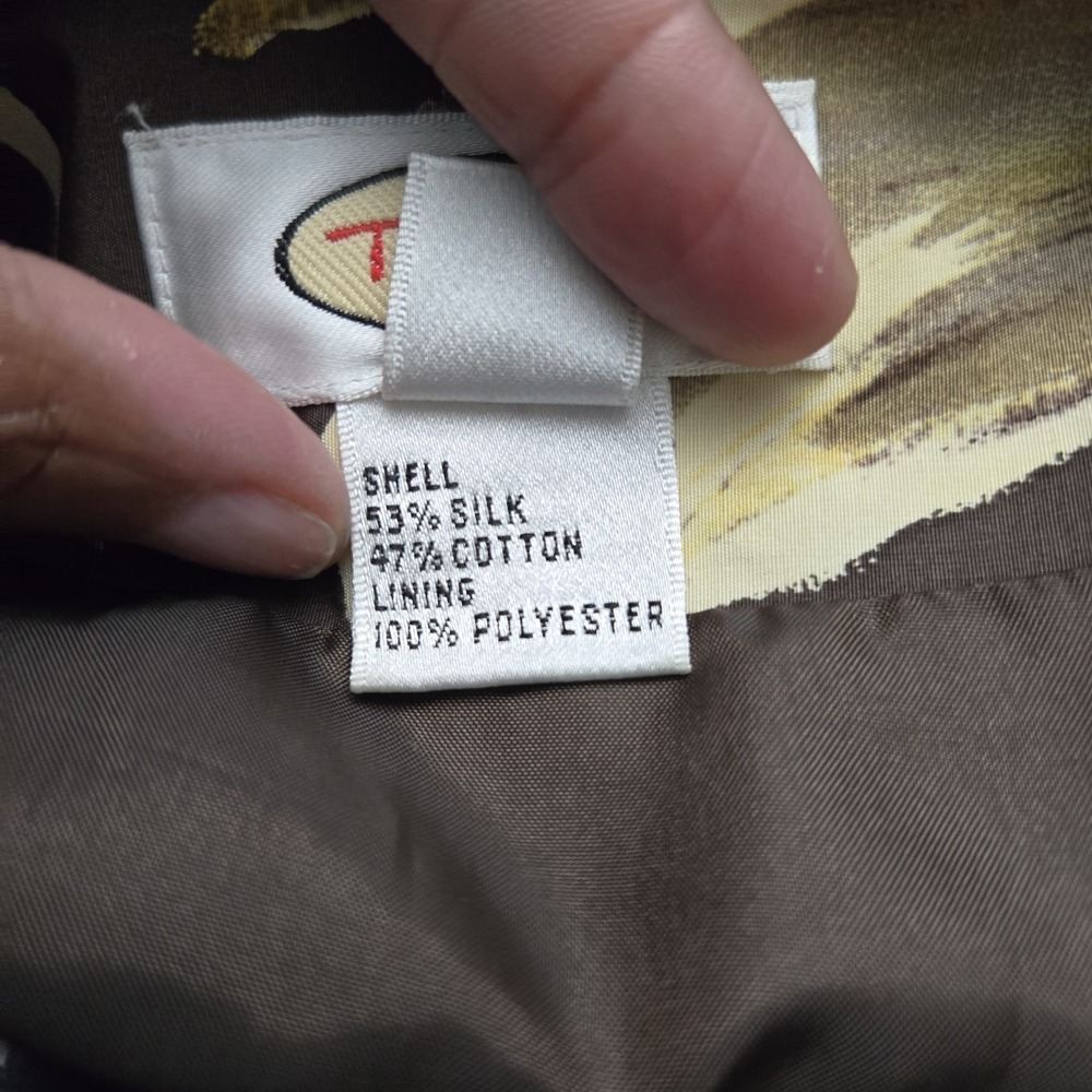 Vintage Talbots Silk Blend Skirt Womens 8 Brown Floral Watercolor Office Fairy - Picture 5 of 6
